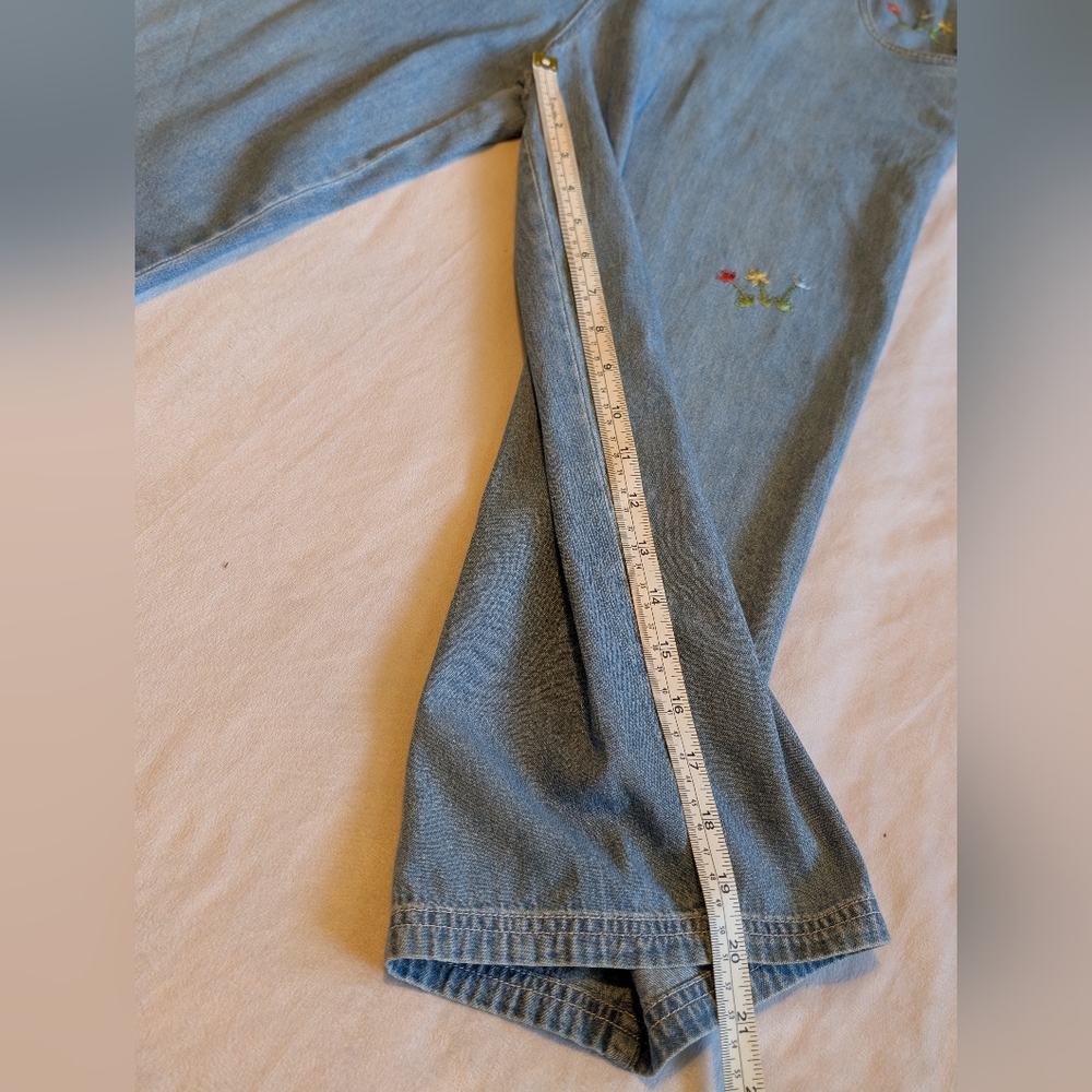 Vintage Stonebridge Denim Floral Embroidery Overalls Size Large - Picture 12 of 13